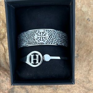 Rustic Cuff Silver Bracelet Duo